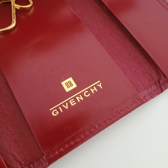 Givenchy 4 Key Hooks Holder Case Wallet Red Small Logo Leather Charm Vintage - Picture 4 of 10